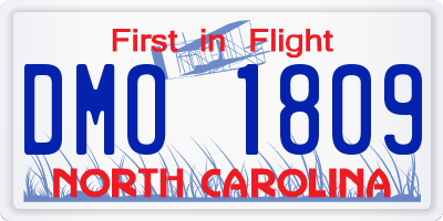 NC license plate DMO1809