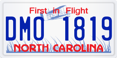 NC license plate DMO1819