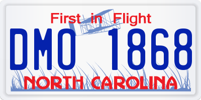 NC license plate DMO1868