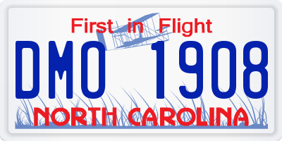 NC license plate DMO1908