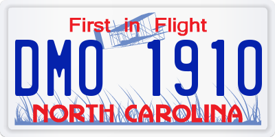 NC license plate DMO1910