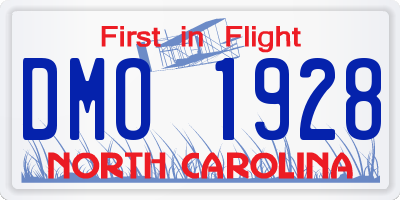 NC license plate DMO1928