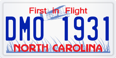 NC license plate DMO1931