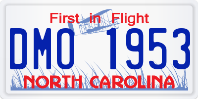 NC license plate DMO1953