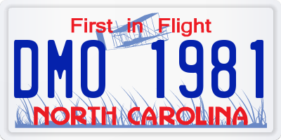 NC license plate DMO1981