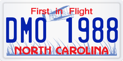 NC license plate DMO1988
