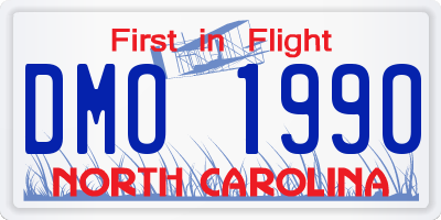 NC license plate DMO1990