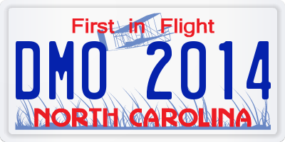 NC license plate DMO2014