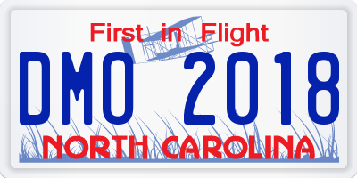 NC license plate DMO2018