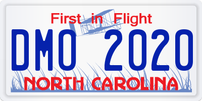 NC license plate DMO2020