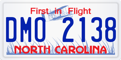 NC license plate DMO2138
