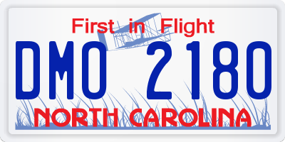 NC license plate DMO2180