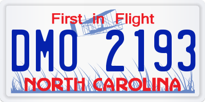 NC license plate DMO2193