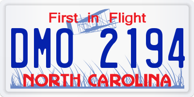 NC license plate DMO2194