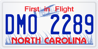 NC license plate DMO2289