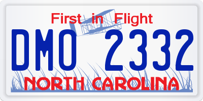 NC license plate DMO2332