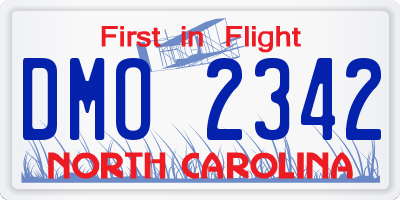 NC license plate DMO2342