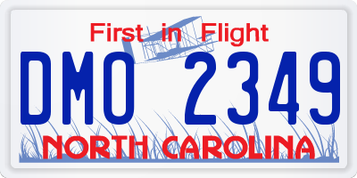 NC license plate DMO2349