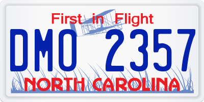 NC license plate DMO2357