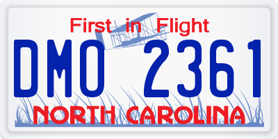 NC license plate DMO2361