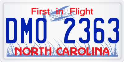 NC license plate DMO2363
