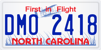 NC license plate DMO2418