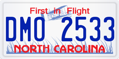 NC license plate DMO2533