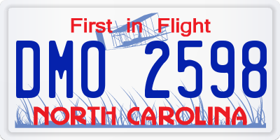 NC license plate DMO2598