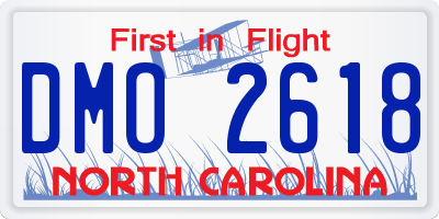 NC license plate DMO2618