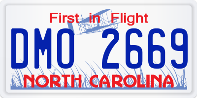 NC license plate DMO2669