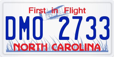 NC license plate DMO2733