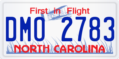 NC license plate DMO2783