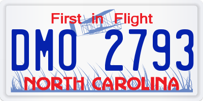 NC license plate DMO2793