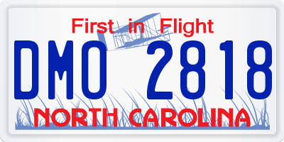 NC license plate DMO2818