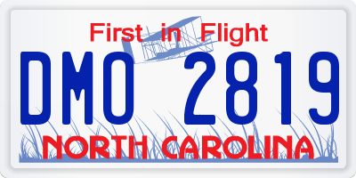 NC license plate DMO2819