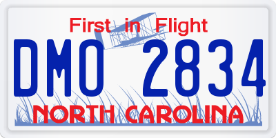 NC license plate DMO2834