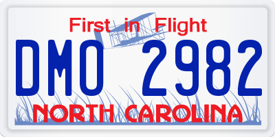 NC license plate DMO2982