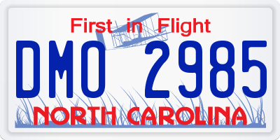 NC license plate DMO2985