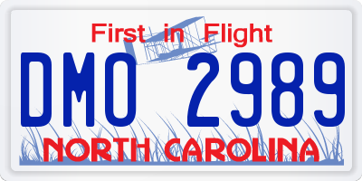 NC license plate DMO2989