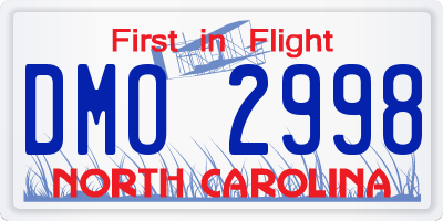 NC license plate DMO2998