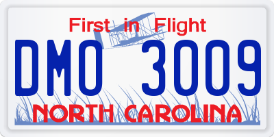 NC license plate DMO3009