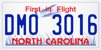 NC license plate DMO3016