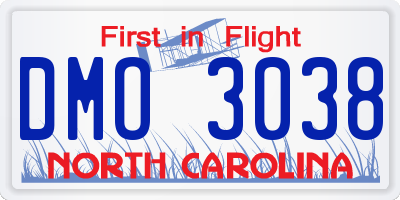NC license plate DMO3038
