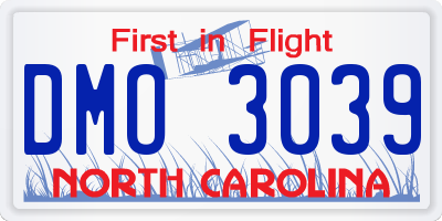 NC license plate DMO3039