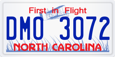 NC license plate DMO3072