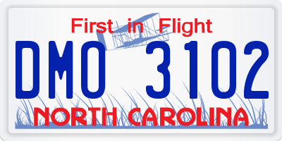 NC license plate DMO3102