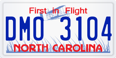 NC license plate DMO3104