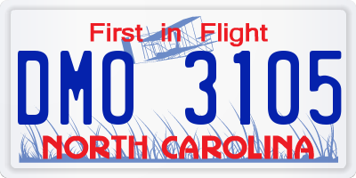 NC license plate DMO3105
