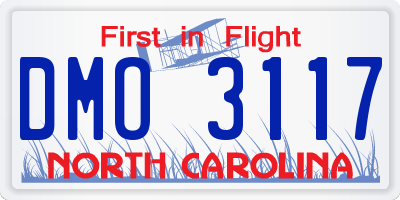 NC license plate DMO3117