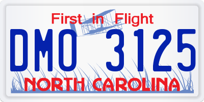 NC license plate DMO3125